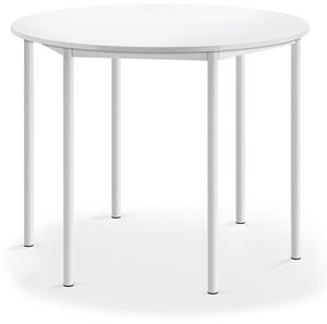 AJ Produkty Stůl BORÅS, Ø1200x900 mm, bílé nohy, HPL deska, bílá