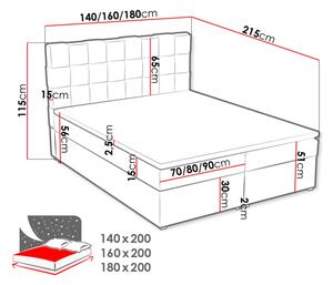 Kontinentální manželská postel 180x200 WARNOW 1 - světlá hnědá + topper ZDARMA
