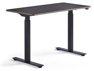AJ Produkty Výškově nastavitelný stůl NOVUS, 1200x600 mm, černá podnož, černá deska