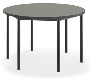 AJ Produkty Stůl SONITUS, Ø1200x720 mm, antracitově šedé nohy, deska s linoleem, tmavě šedá