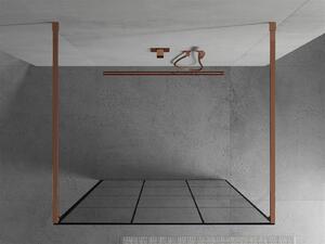 MEXEN - Kioto zástěna sprchová samostatně stojící 100 x 200 cm, transparentní/černá 8 mm, růžově zlatá - 800-100-002-60-77