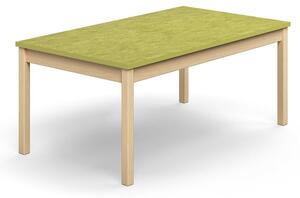 AJ Produkty Stůl DECIBEL, 1400x800x590 mm, akustické linoleum, bříza/limetkově zelená