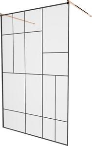 MEXEN - Kioto zástěna sprchová samostatně stojící 100 x 200 cm, transparentní/černá 8 mm, růžově zlatá - 800-100-002-60-78