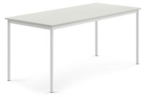 AJ Produkty Stůl SONITUS, 1800x800x760 mm, bílé nohy, HPL deska tlumící hluk, šedá