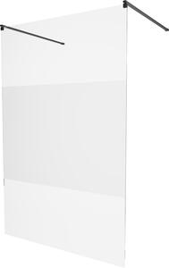 MEXEN - Kioto zástěna sprchová samostatně stojící 110 x 200 cm, transparentní/mléčné sklo 8 mm, černá - 800-110-002-70-35