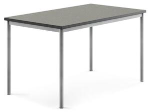 AJ Produkty Stůl SONITUS, 1400x800x760 mm, stříbrné nohy, deska s linoleem, tmavě šedá
