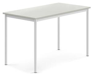 AJ Produkty Stůl SONITUS, 1200x700x760 mm, bílé nohy, HPL deska tlumící hluk, šedá