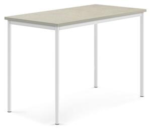 AJ Produkty Stůl SONITUS, 1400x700x900 mm, bílé nohy, deska s linoleem, šedá