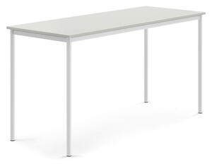 AJ Produkty Stůl BORÅS, 1800x700x900 mm, bílé nohy, HPL deska, šedá
