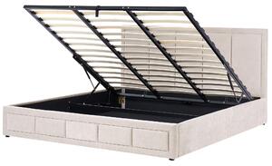 Postel s úložným prostorem QUIBERON Žinylka Taupe 180 x 200 cm
