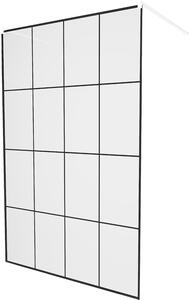 MEXEN - Kioto zástěna sprchová volně stojící, 130 x 200 cm, transparentní/černá 8 mm, bílá - 800-130-002-20-77