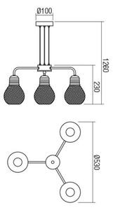 Redo 01-1579 - Lustr na lanku EDISON 3xE27/42W/230V pr. 53 cm černá/měděná