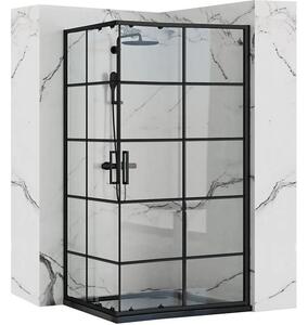 Rea - Concept sprchový kout s posuvnými dveřmi 80 x 80 cm, černý profil - čiré sklo 5mm, REA-K5479