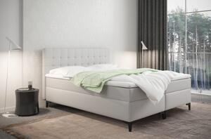 Americká postel s úložným prostorem DAJANA - 200x200, bílá eko kůže
