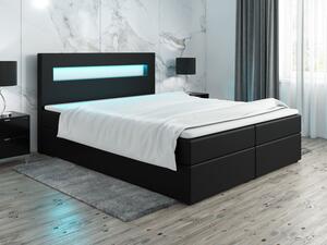 Čalouněná postel s osvětlením LILLIANA 3 - 200x200, černá eko kůže