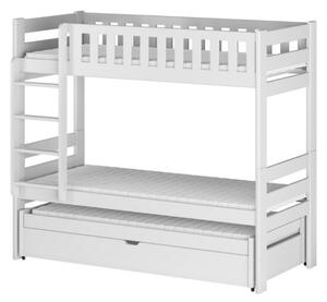 Patrová postel s přistýlkou PRISKA - 90x190, bílá