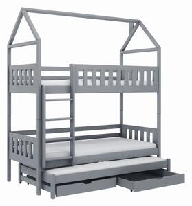 Domečková postel s úložným prostorem SAVETA - 80x200, šedá