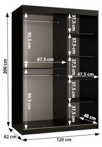 Skříň s posuvnými dveřmi PAOLA - šířka 120 cm, černá