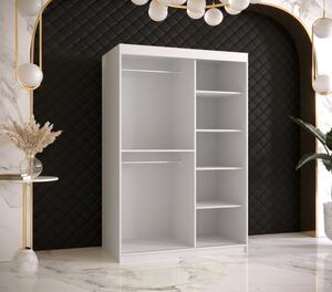 Designová šatní skříň se zlatým zrcadlem MADLA 3 - šířka 120 cm, bílá / černá