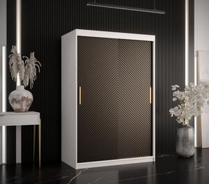 Skříň s posuvnými dveřmi PAOLA - šířka 120 cm, bílá / černá