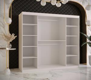 Šatní skříň s posuvnými dveřmi SUZAN 1 - šířka 200 cm, bílá / černá