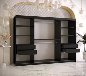 Prostorná šatní skříň s posuvnými dveřmi MARIEM 3 - šířka 250 cm, černá
