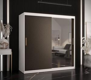 Skříň s posuvnými dveřmi a zrcadlem PAOLA - šířka 180 cm, bílá / černá