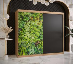 Šatní skříň s posuvnými dveřmi MAYA 1 - šířka 200 cm, dub artisan / černá