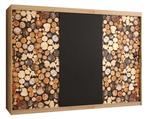 Třidveřová skříň ROZA 1 - šířka 250 cm, dub artisan / černá