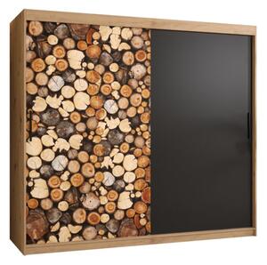 Dvoudveřová skříň ROZA 1 - šířka 200 cm, dub artisan / černá