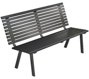 Outsunny 3místná kovová zahradní lavice, odolná proti povětrnosti, lamelové provedení, nosnost 240 kg — 154 × 68 × 88 cm, černá | Aosom