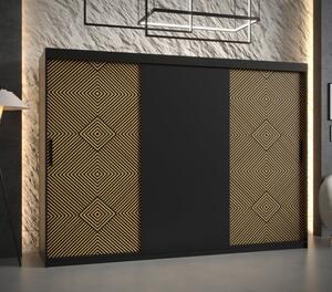 Prostorná šatní skříň s posuvnými dveřmi MARIEM 1 - šířka 250 cm, černá