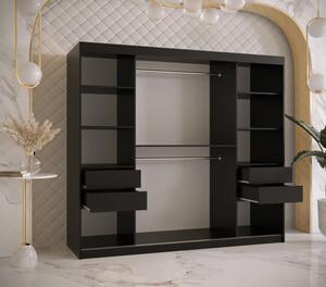 Prostorná šatní skříň s posuvnými dveřmi MARIEM 1 - šířka 200 cm, černá