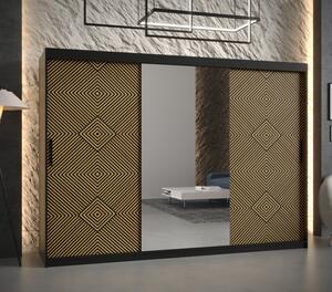 Prostorná šatní skříň s posuvnými dveřmi MARIEM 3 - šířka 250 cm, černá