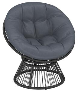 Outsunny otočné papasan křeslo Ø110 cm — nadrozměrný polštář, PE ratan, ocelový rám | Aosom