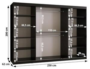 Víceúčelová skříň POLINA 2 - šířka 250 cm, černá