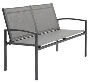 Outsunny 2místná zahradní lavička s prodyšnou síťovinou — ergonomická, nosnost 220 kg, 112 × 66 × 80 cm, šedá | Aosom