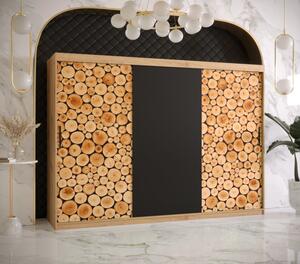 Šatní skříň s posuvnými dveřmi SUZAN 1 - šířka 250 cm, dub artisan / černá