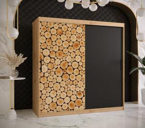 Šatní skříň s posuvnými dveřmi SUZAN 1 - šířka 180 cm, dub artisan / černá