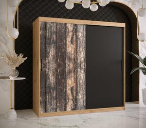 Prostorná šatní skříň MAILIN 1 - šířka 180 cm, dub artisan / černá