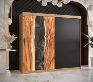 Šatní skříň s posuvnými dveřmi STACY 1 - šířka 200 cm, dub artisan / černá