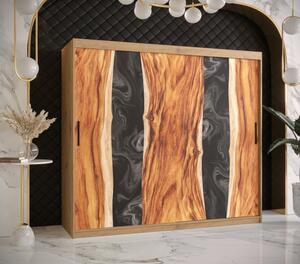 Šatní skříň s posuvnými dveřmi STACY 2 - šířka 200 cm, dub artisan