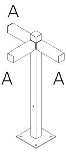 Artemide venkovní sloupek Walking Pole 900 Architectural Outdoor, 3x180° hlavice, 90 cm