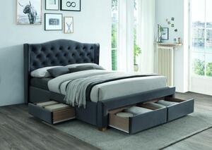 Manželská postel s úložným prostorem LUDVINA 1 - 160x200, šedá