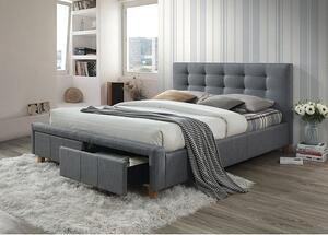Čalouněná manželská postel LOREDANA - 160x200 cm, šedá