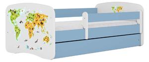Kocot kids Dětská postel Babydreams mapa světa modrá, varianta 70x140, bez šuplíků, bez matrace