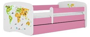 Kocot kids Dětská postel Babydreams mapa světa růžová, varianta 70x140, bez šuplíků, bez matrace