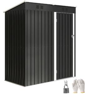 Outsunny venkovní pozinkovaný zahradní domek 1,37 m², 163 x 90 x 179 cm – uzamykatelné dveře, větrací otvory, úložný prostor, tmavě šedý | Aosom