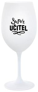 SUPER UČITEL - bílá sklenička na víno 350 ml