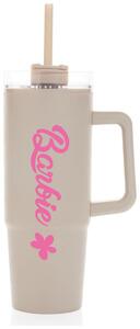 BARBIE - béžový cestovní hrnek s průhledným víčkem 900 ml